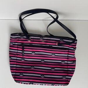 Kate Spade Pink and Black Striped Tote